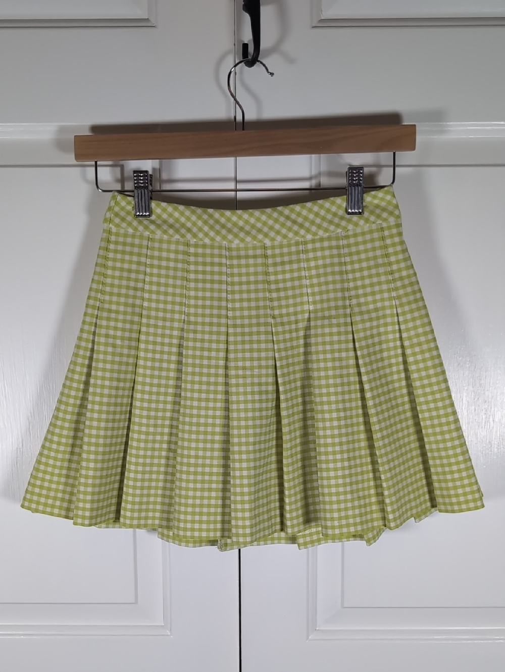 Sunday Best Aritzia Green Gingham Pleated Mini Skirt Coquette Preppy Academia 0